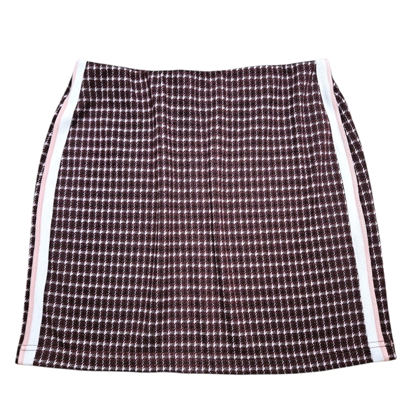 Forever 21 Houndstooth Mini Skirt L Side Stripes Preppy Academia Clueless y2k - Picture 1 of 8